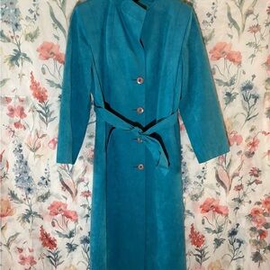 Vintage Suede Teal Trench with Belt